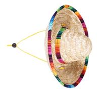 Milisten Chapeau Soleil Tressé Ajustable avec Corde pour Animaux Style Mexicain Respirant Protection UV pour Activités Extérieures été Beige