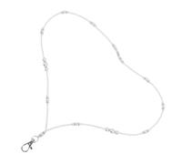 Milisten Collier à Lanière en Perles Blanches, Porte-badge Pratique en Plastique et Fer, Style Classique pour Femmes en Milieu Scolaire ou Administratif