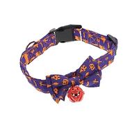 Milisten Collier Ajustable pour Animaux De Compagnie avec Nœud Forme De Thème Halloween Accessoire Festif pour Chiens Et Chats Couleur Violette avec Motif De Citrouille pour