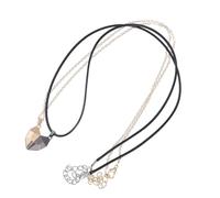 Milisten Collier de Couple Cœur Brisé en Alliage de Zinc Pendentif Puzzle Créatif Chaîne Noire et Chaîne Dorée Décoration pour Amoureux Présent Romantique Saint-Valentin