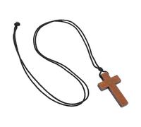 Milisten Collier Pendentif Croix en Bois de Noyer Clair, Bijou Pendentif Croix Sculpté la Main, Chaîne en Bois pour Femmes et Hommes, Accessoire Léger pour Usage Quotidien et Tenue