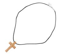 Milisten Collier Pendentif Croix Unisexe en Bois D'olivier Sculpté Main, Bijou Religieux Léger et Résistant pour Hommes et Femmes, Accessoire Chrétien de Prière Design Naturel