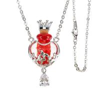 Milisten Collier Pendentif Flacon Parfum en Alliage Cœur Couronne et Cristaux Rouge, Collier Diffuseur D'huiles Essentielles Petit, Bijoux Minimalistes Femme, Présent Anniversaire Élégants