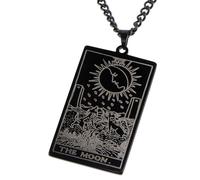 Milisten Collier Ras-du-cou Homme Pendentif Tarot en Acier Inoxydable Plaqué Or Véritable, Chaîne Noire pour Pull, Bijou Religieux Masculin, Accessoire Mode, Présent Noël
