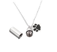 Milisten Collier Urne Funéraire en Acier Inoxydable pour Animal De Compagnie Motif De Patte pour Homme Et Femme