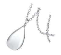 Milisten Collier Urne Funéraire Forme Goutte D'eau en Acier Inoxydable 50 Cm, Pendentif Diffuseur D'huiles Essentielles pour Femmes, Bijou Aromathérapie Chaîne 2,4 Mm, Collier Parfum