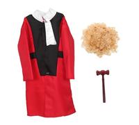 Milisten Costume de Juge pour Garçon Fille avec Perruque Déguisement de Rôle pour Halloween pour Tout Petits Parfait pour Fêtes et Apprentissage Système Judiciaire