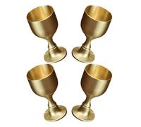 Milisten Coupes Médiévales à Vin en Alliage de Cuivre, Lot de 4 Gobelets Romaines Dorées pour Fêtes à Thème et Cérémonies Religieuses, Pied Haut 5,5 CM