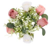 Milisten Couronne de Bougies Artificielles de Fleur Rose Poudré, Anneau Décoratif pour Piliers, Centre de Table Mariage et Fête, Guirlande Fleurie Élégante pour Décoration Intérieure,