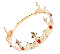 Milisten Couronne Royale pour Hommes en Métal Doré Pierres Rouges, Taille Unique Stable, Accessoire Cosplay et Fête Vintage pour Costume de Prince et Carnaval
