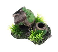 Milisten Décor Aquarium Résine Jarre Cassée Réaliste Cachette pour Crevettes et Poissons Ornement Paysage et Adapté à Tous Aquariums