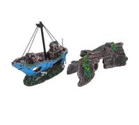 Milisten Décor Épave pour Aquarium Résine avec Écorce Creuse et Bateau Naufragé Cachette pour Bettas Crevettes et Petits Poissons Décoration Polyvalente pour Aquarium Eau Douce