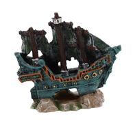 Milisten Décoration Aquarium Épave de Bateau Résine Cachette pour Poissons Décor Réaliste Passe Englouti Ornement pour Types de Poissons