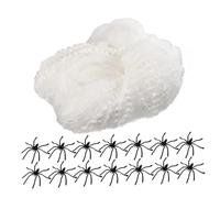 Milisten Décoration Halloween Toile Araignée Lumineuse avec Araignées Plastique Toile Extensible Blanche Fluorescente Accessoire Effrayant pour Fête Intérieure et Extérieure