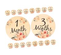 Milisten Disques en Bois Étapes Mensuelles 18 Pcs Cartes Étapes Bébé Accessoires Photo Naissance Motifs Fleurs Bois Panneaux Mois Bébé