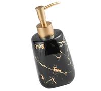 Milisten Distributeur de Savonnette Liquide en Céramique Brillante Noire Marbre, Flacon à Pompe Acier Inoxydable, 1 Pièce 300 ML, Réutilisable pour Shampooing, Lotion et Gel, Accessoire