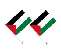 Milisten Drapeaux De Voiture Palestiniens 2 Pièces Pour Décoration Vitre De Voiture, Drapeau National Palestinien Avec Mât, Ornement Solide Lavable Pour Festivals Et Événements