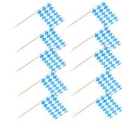 Milisten Drapeaux en Cure-dents Bleu et Blanc Décorations Cupcake et Fruits pour Fête Bière, Bâtonnets à Décorer Gâteaux en Papier et Bois Pack de 200 Pièces Faciles à Utiliser