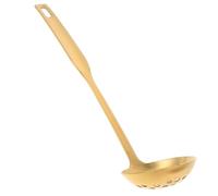 Milisten Écumoire en Acier Inoxydable 304 Doré, Petite Taille 25 Cm, Cuillère à Pâtes et Écumeur à Trous pour Filtrer Soupes et Bouillons, Ustensile Cuisine Multifonction pour Maison