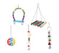 Milisten Ensemble De 5 Pièces Clochette Perroquet Accessoires de Perroquet hamac Oiseau Bec - Perchoir pour perroquets Accessoire pour Perroquet balançoires drôle d'oiseau en Bois