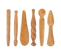 Milisten Ensemble de 6 bâtonnets de massage corporel : grattoir Gua Sha en bois naturel - outil de massage musculaire pour le visage, les jambes, le dos et le corps en salon.