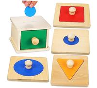 Milisten Ensemble de Jouets en Bois Tout-Petits Boîte à Pièces Puzzles Géométriques Éducatifs Jouet Montessori Coloré 1 Pc Boîte de Permanence d'Objet Bébé