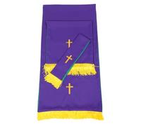 Milisten Ensemble de Parements Réversibles de Chaire et Nappe D'autel 3 Pièces Vert et Violet, Décoration D'église Liturgique avec Marque-page Croix Brodé, Linge de Table pour Office