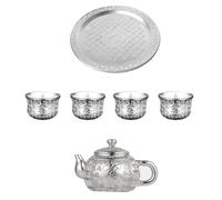 Milisten Ensemble de Théière Coffret et Raffiné Design Chinois Élégant Thé en Alliage de Zinc Argenté Thé Coffret et Raffiné pour Bars et Décoration
