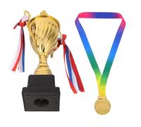Milisten Ensemble de Trophée de Championnat Or avec Médaille et Rubans en Métal Robuste pour Reconnaître Les Exploits Sportifs Lors des Tournois Sportifs