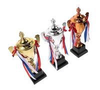 Milisten Ensemble de Trophées Sportifs Or Argenté Bronze 3 Pièces | Finition Aspect Métal, Plastique et Métal, Cérémonie de Remise, Affichage Stable, Lot de Trois Places