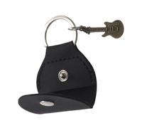 Milisten Étui Porte-médiator Cuir PU Résistant avec Porte-clés Sac de Rangement Portable pour Médiators de Guitare Électrique Organisateur Compact avec Petit Pendentif Lot de Noir et