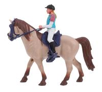 Milisten Figurine Cheval D'équitation Réaliste en Plastique Gris Creux, Modèle Miniature pour Décoration Intérieure et Jeu Éducatif, Statuette Ferme avec Cavalière, Présent Collection