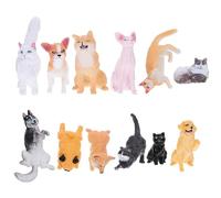 Milisten Figurines d'animaux Miniatures pour Décoration, Ensemble de 12 Pièces Petites Figures en Plastique Réalistes, Animaux Domestiques Miniatures pour Maison de Poupée et Bureau,