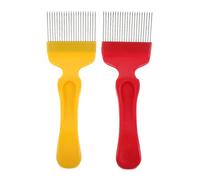Milisten Fourche à Miel Inox 21 Aiguilles Lot 2 Rouge et Jaune avec Manche Plastique Antidérapant Outil de Désoperculation pour Extraction Cadre Apiculture Professionnel et Amateur