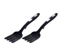Milisten Fourchette à Nouilles en Silicone Résistante la Chaleur 2 Pcs, Fourchette Cuisine Noire et Blanche, Ergonomique et Antiadhésive, Ustensile Multifonction pour Pâtes et Spaghetti,