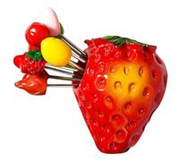 Milisten Fourchettes à Fruits en Métal Inoxydable X10 avec Support Fraise, Mini Fourchettes Apéritif pour Fruits, Desserts et Amuse-gueules, Accessoires la Cuisine pour Style Aléatoire