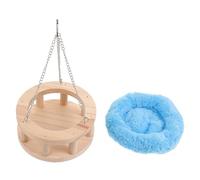 Milisten Hamac en Bois de Pin Petit pour Hamster et Petits Animaux Nid Rond Suspendu Coussin Chaud Balançoire Cage Décorative pour Gerbille Souris Chinchilla - 1 Couleur Aléatoire