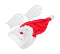 Milisten Housse de Casque de Moto Père Noël en Peluche Douce Chapeau Festif Rouge et Blanc Taille Unique Ensemble 2 Pièces Moufles Blancs Décoration Hivernale pour Motards et Balades de