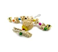 Milisten Jouets d'oiseaux Suspendus Accessoires de Perroquet Jouets pour Oiseaux Jouets Perroquet Perruche Cage de Nourriture du Perroquet balançoire Perroquet en Bois Bambou Beige