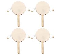 Milisten Kit de 4 Tambours à Hochet en Bois Brut à Peindre pour Garçon et Filles, Multicolore, Instrument de Musique Artisanal, Création Manuelle, Activité Éducative Créative, Bricolage