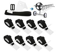 Milisten Kit de Sangles Nylon pour Couverture Solaire de Piscine avec Boucles Plaques Adhésives et Attaches Accessoire pour Enrouleur de Bâche Solaire Piscine