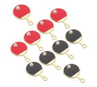 Milisten Lot de 10 Breloques Mini Raquettes de Ping-pong en Alliage Émaillé Rouge et Noir, Pendentifs pour Fabrication de Bijoux, Bracelets Sport, Accessoires DIY Créatifs pour Fans