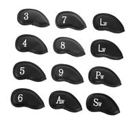 Milisten Lot de 12 Couvre-têtes de Club de Golf en PU Noir, Protection Imperméable Les Vibrations, Forme Maillet, Voyage Transport en Paquet