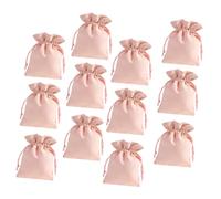 Milisten Lot de 12 Sachets Présents en Flanelle Rose 9x12 Cm pour Bonbons Mariage Cordon, Pochettes Décoratives Légères et Réutilisables pour Fêtes et Anniversaires