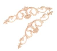 Milisten Lot de 2 Appliques en Bois Massif Sculpté 30 X 8 Cm, Décoration Meuble Intérieur Style Européen, Ornement Bois pour Portes D’Armoire et Penderie, Accessoire Déco Solide et Naturel