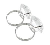 Milisten Lot De 2 Bagues De Fiançailles En Verre Transparent Avec Gros Diamant