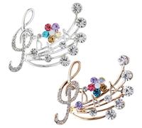 Milisten Lot de 2 Broches Note de Musique Doré Clair et Blanc K, Épingles Bijoux de Bal pour Femmes, Accessoires Mode Légers et Élégants, pour Fête Anniversaire ou Tenue Soirée