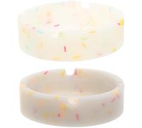 Milisten Lot de 2 Cendriers Ronds en Silicone Lumineux pour Bureau Grosse Capacité, Design Créatif et Plat à Suie Anti-débordement pour Décoration Intérieure