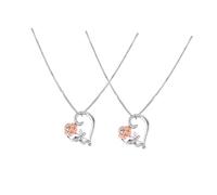 Milisten Lot de 2 Colliers Pendentifs Saint-valentin en Alliage Pendentif Cœur Rose en Cristaux, Bijoux Féminins Élégants pour Présent Romantique, Usage Quotidien et Occasions Spéciales
