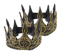 Milisten Lot de 2 Couronnes Rétro Médiévales en Mousse Pu, Couleur Or Antique, Taille Unique, Accessoires Cosplay pour Homme, Décoration Élégante pour Déguisement de Roi Adulte